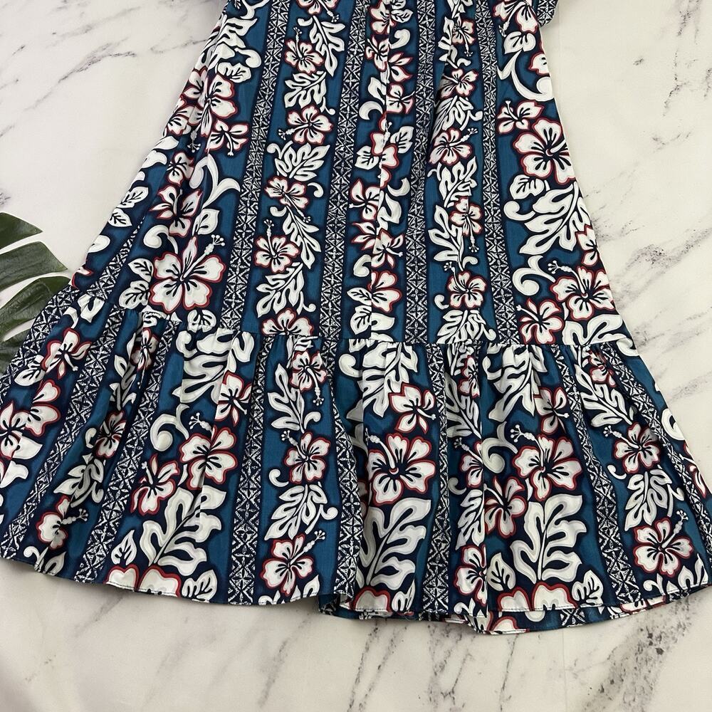 Royal Creations Womens Vintage 80s Muumuu Shift Dress Size M Blue Red Hawaiian - Picture 10 of 10